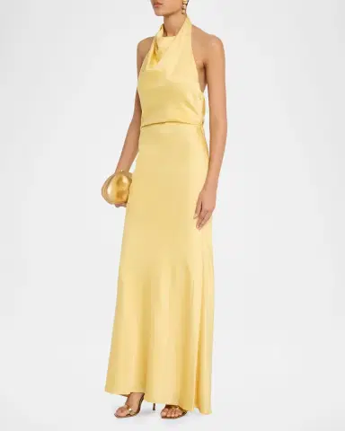 Simkhai Reannon Satin Halter Dress | Thumbnail 4 Simkhai Reannon Satin Halter Dress | Thumbnail 4