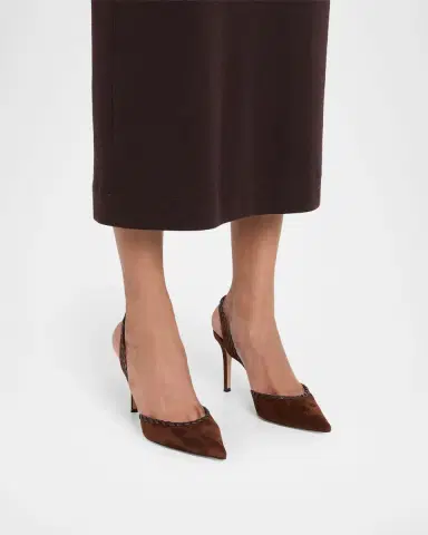 Gianvito Rossi 85mm Whipstitch Suede Slingback Pumps | Thumbnail 2