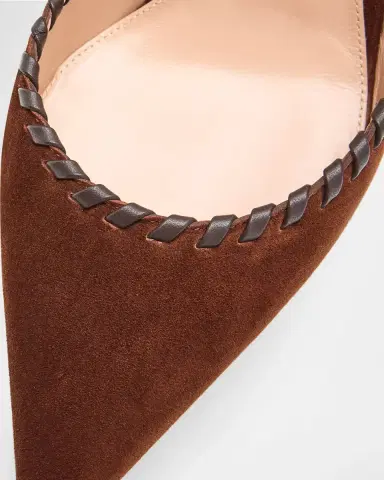 Gianvito Rossi 85mm Whipstitch Suede Slingback Pumps | Thumbnail 5