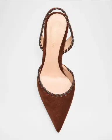 Gianvito Rossi 85mm Whipstitch Suede Slingback Pumps | Thumbnail 6