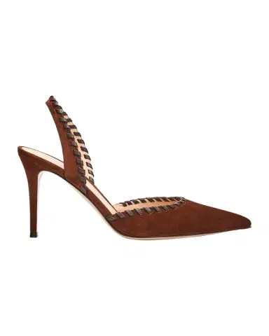 Gianvito Rossi 85mm Whipstitch Suede Slingback Pumps | Thumbnail 1