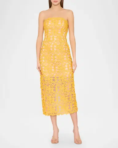 Milly Kait Strapless Crochet Lace Midi Dress | Thumbnail 2 Milly Kait Strapless Crochet Lace Midi Dress | Thumbnail 2
