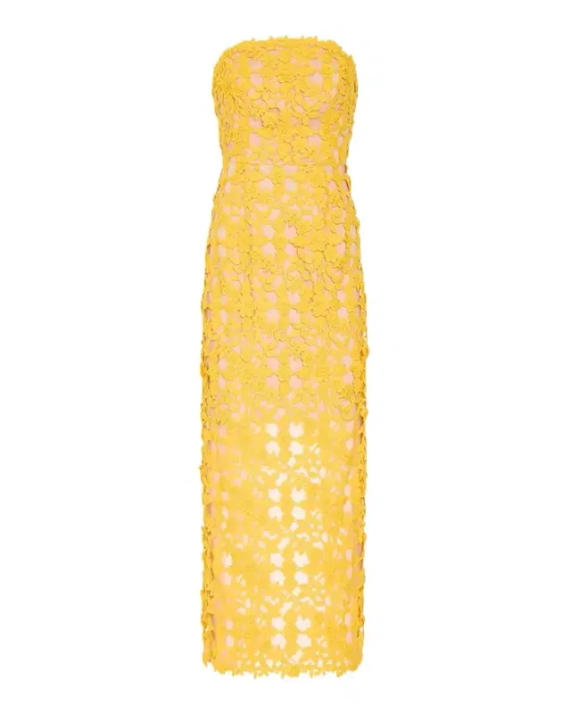 Milly Kait Strapless Crochet Lace Midi Dress