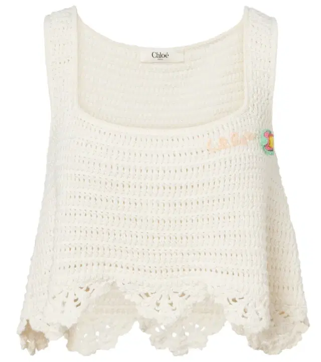 Chloe Chloé Crochet scalloped cotton top