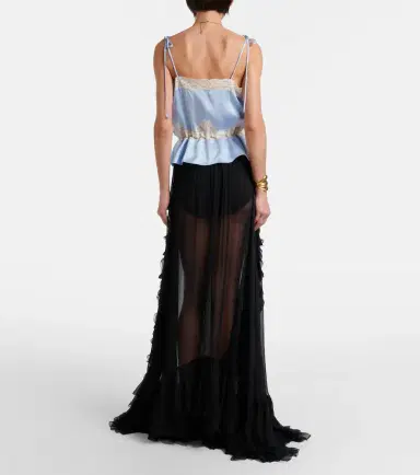 Chloé Chloé Ruffled sheer silk maxi skirt | Thumbnail 5