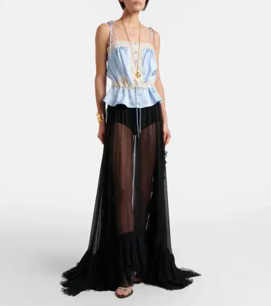 Chloé Chloé Ruffled sheer silk maxi skirt | Thumbnail 6