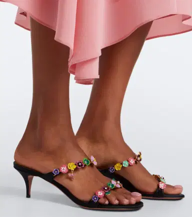 Amina Muaddi Vittoria embellished satin mules | Thumbnail 5