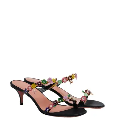 Amina Muaddi Vittoria embellished satin mules | Thumbnail 1