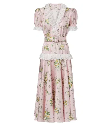 Rodarte Belted floral silk twill midi dress | Thumbnail 1 Rodarte Belted floral silk twill midi dress | Thumbnail 1