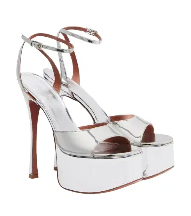 Amina Muaddi Aya mirrored leather platform sandals | Thumbnail 1 Amina Muaddi Aya mirrored leather platform sandals | Thumbnail 1