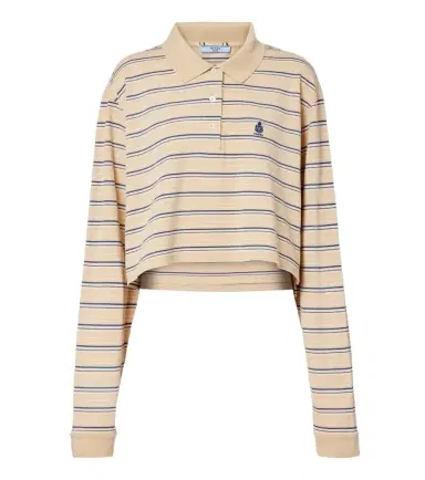 Prada Logo striped cotton piqué polo shirt | Thumbnail 1