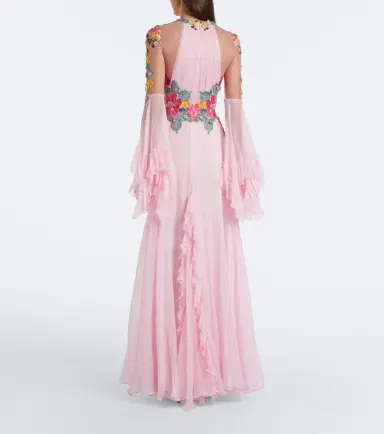 Costarellos Embellished floral-appliqué silk gown | Thumbnail 2