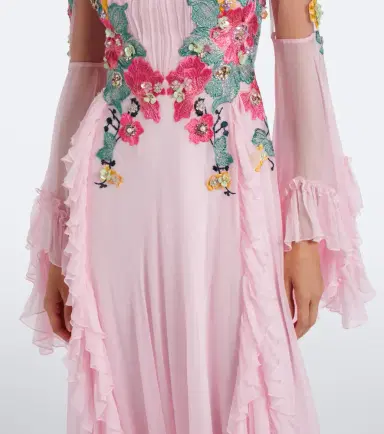 Costarellos Embellished floral-appliqué silk gown | Thumbnail 5