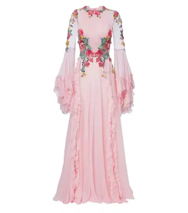 Costarellos Embellished floral-appliqué silk gown | Thumbnail 1