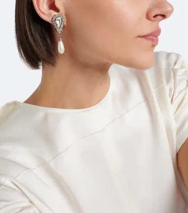 Alessandra Rich Crystal-embellished faux pearl clip-on earrings | Thumbnail 6