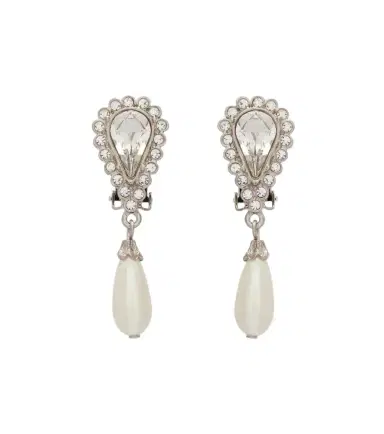 Alessandra Rich Crystal-embellished faux pearl clip-on earrings | Thumbnail 1