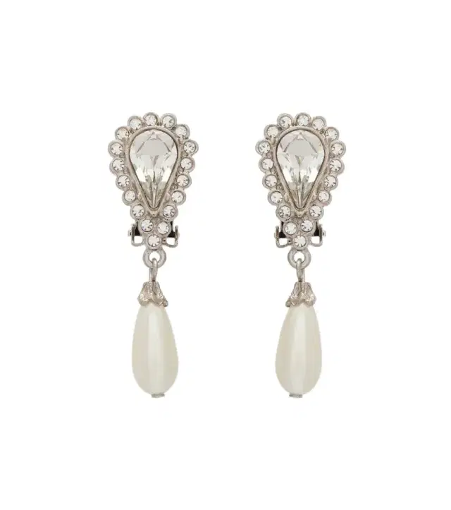 Alessandra Rich Crystal-embellished faux pearl clip-on earrings