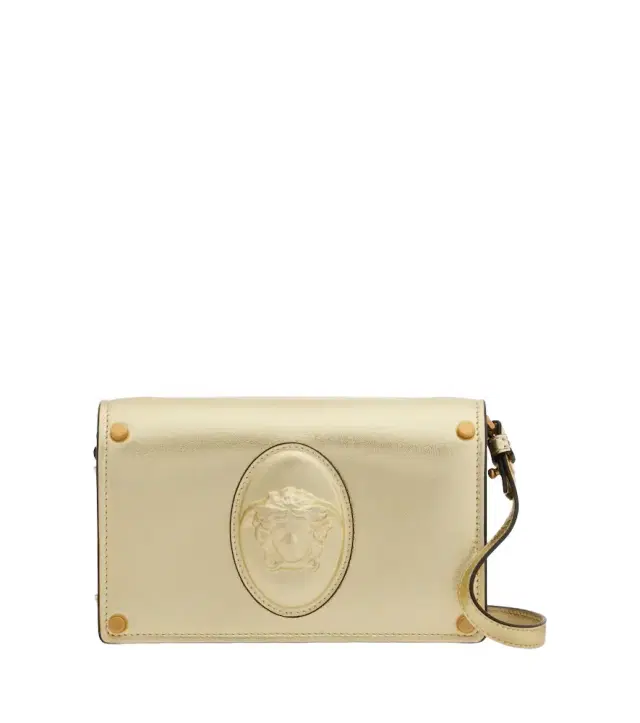 Versace Medusa Small metallic leather clutch