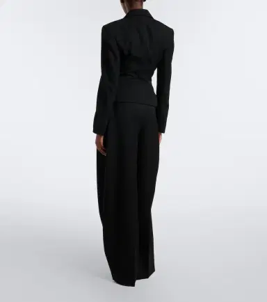 Mugler Pleated virgin wool wide-leg pants | Thumbnail 2