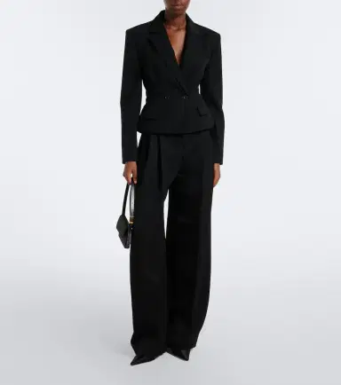Mugler Pleated virgin wool wide-leg pants | Thumbnail 5
