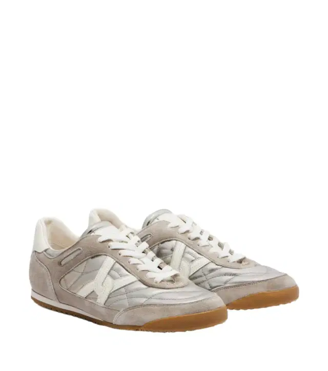 Veronica Beard Quilted suede-trimmed leather sneakers