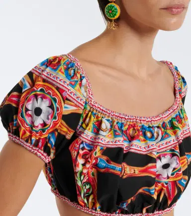 Dolce & Gabbana Carretto cotton poplin crop top | Thumbnail 4 Dolce & Gabbana Carretto cotton poplin crop top | Thumbnail 4