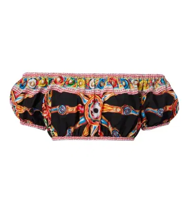 Dolce & Gabbana Carretto cotton poplin crop top | Thumbnail 1 Dolce & Gabbana Carretto cotton poplin crop top | Thumbnail 1