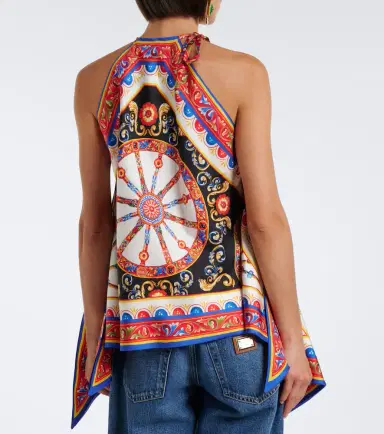 Dolce & Gabbana Carretto silk twill halterneck top | Thumbnail 6 Dolce & Gabbana Carretto silk twill halterneck top | Thumbnail 6
