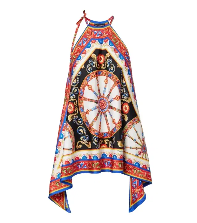 Dolce & Gabbana Carretto silk twill halterneck top