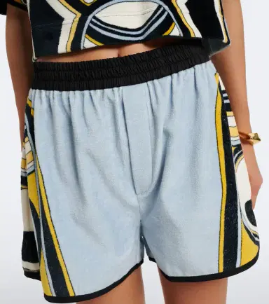 La DoubleJ Pull-up printed cotton terry shorts | Thumbnail 3