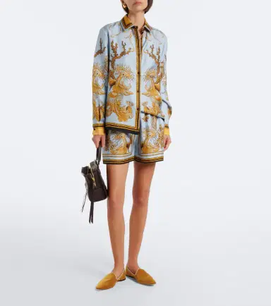 La DoubleJ Pull-Up printed silk twill shorts | Thumbnail 4