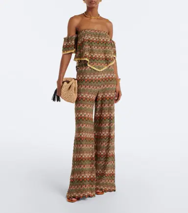 La DoubleJ Embroidered cotton-blend palazzo pants | Thumbnail 3