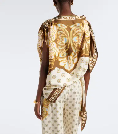 La DoubleJ Full-On printed silk twill top | Thumbnail 5
