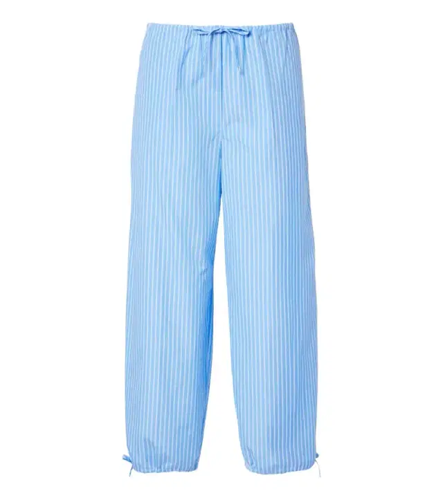 Striped cotton poplin wide-leg pants