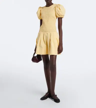 Ganni Shirred cotton-blend minidress | Thumbnail 2 Ganni Shirred cotton-blend minidress | Thumbnail 2