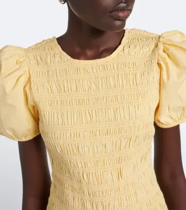 Ganni Shirred cotton-blend minidress | Thumbnail 3 Ganni Shirred cotton-blend minidress | Thumbnail 3