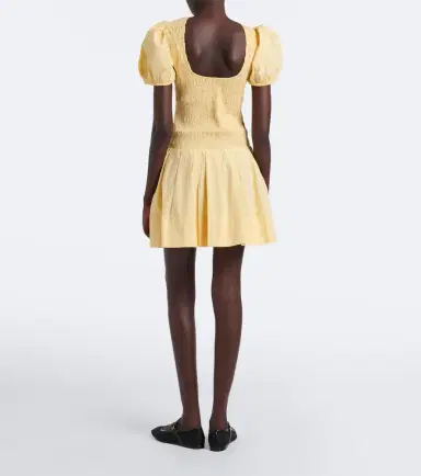 Ganni Shirred cotton-blend minidress | Thumbnail 4 Ganni Shirred cotton-blend minidress | Thumbnail 4