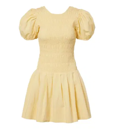 Ganni Shirred cotton-blend minidress | Thumbnail 1 Ganni Shirred cotton-blend minidress | Thumbnail 1