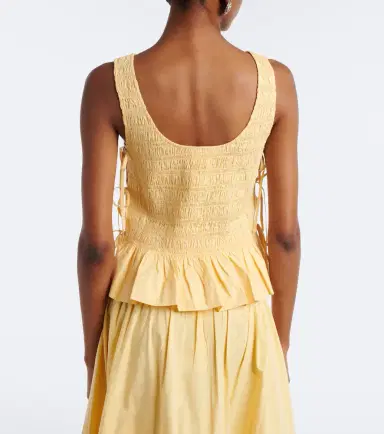 Ganni Shirred cotton top | Thumbnail 3