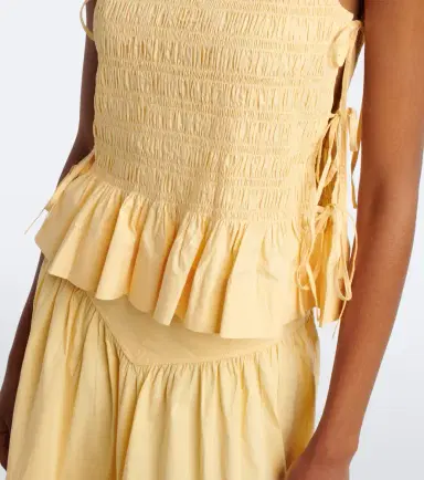 Ganni Shirred cotton top | Thumbnail 4