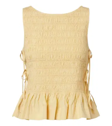 Ganni Shirred cotton top | Thumbnail 1