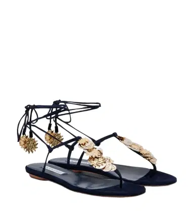 Aquazzura Night Stars embellished suede thong sandals | Thumbnail 1 Aquazzura Night Stars embellished suede thong sandals | Thumbnail 1