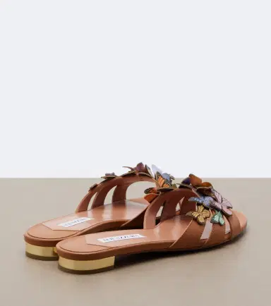 Aquazzura Papillon appliqué leather slides | Thumbnail 4