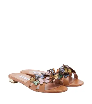 Aquazzura Papillon appliqué leather slides | Thumbnail 1