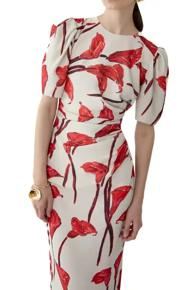 Carolina Herrera Short Sleeve Ankle Length Dress | Thumbnail 2