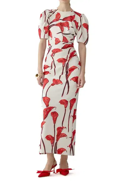Carolina Herrera Short Sleeve Ankle Length Dress | Thumbnail 3