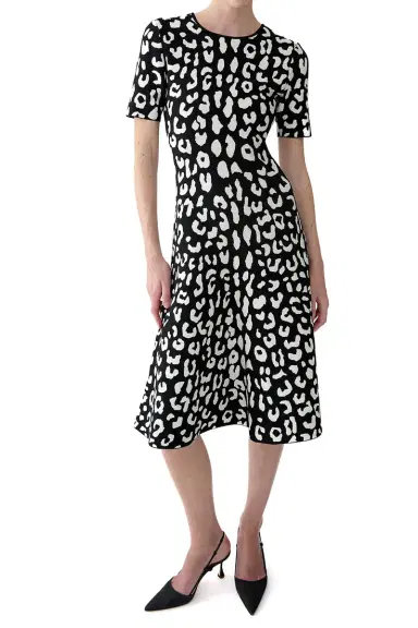 Carolina Herrera Short Sleeve Fit and Flare Dress | Thumbnail 2