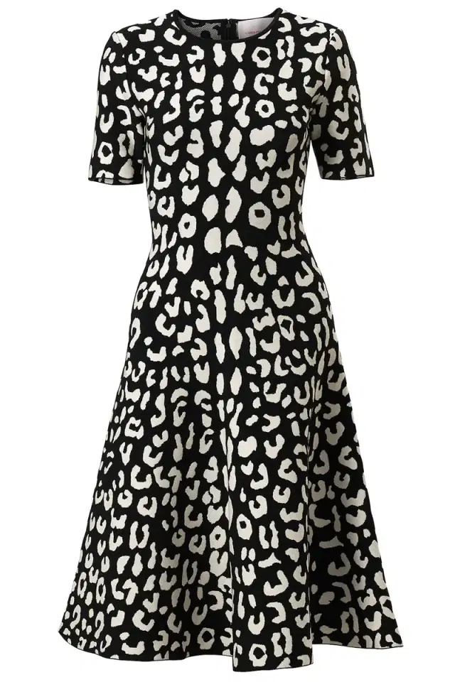 Carolina Herrera Short Sleeve Fit and Flare Dress