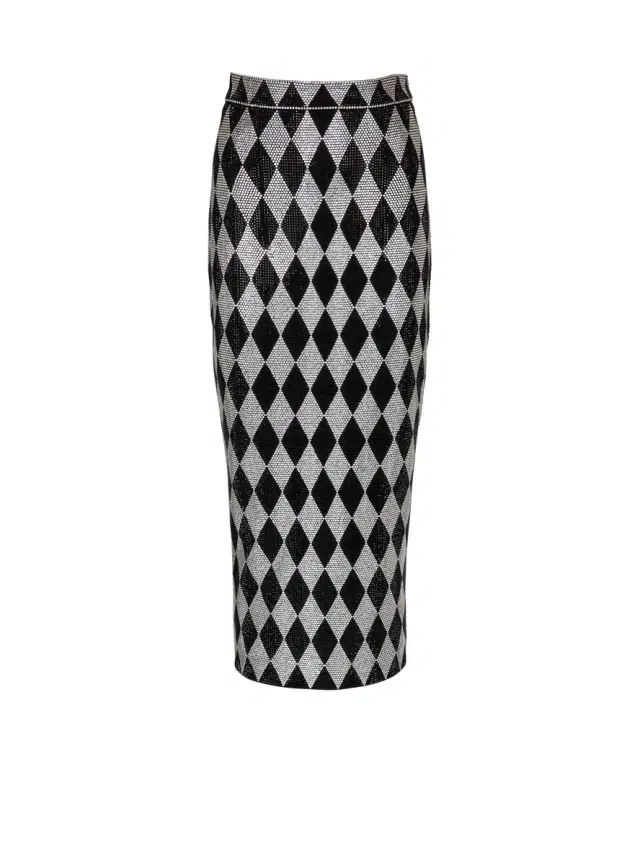 Diamond rhinestone midi skirt