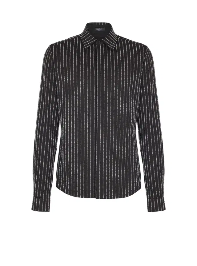 Balmain Cotton shirt with crystal stripes